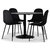 Seat spisegruppe, spisebord med 4 stk Carisma fløyelsstoler - Svart/Svart