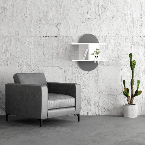 Auro vegghylle - Hvit/antrasitt