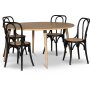 Omni spisegruppe, rundt spisebord 130 cm inkludert 4 stk. svarte Tony stoler i byd tre - Whitewash
