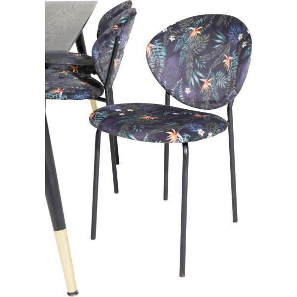 Ekefors spisestol - Svart blomsterstoff