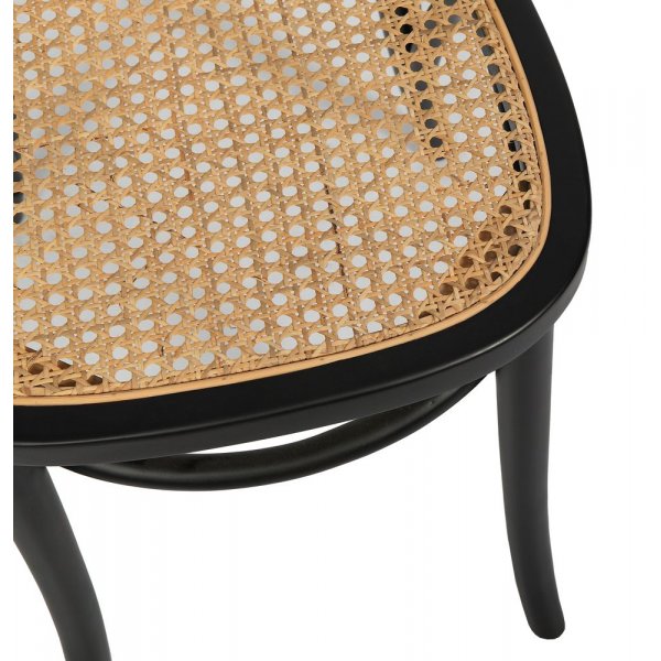 Indiana bøyetre stol - Svart med rottingsete Indiana bøyetre stol - Svart med rottingsete