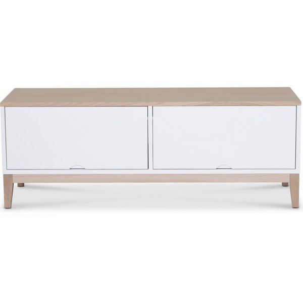 Borgholm TV-benk 126 cm - Hvit / Oljet eik