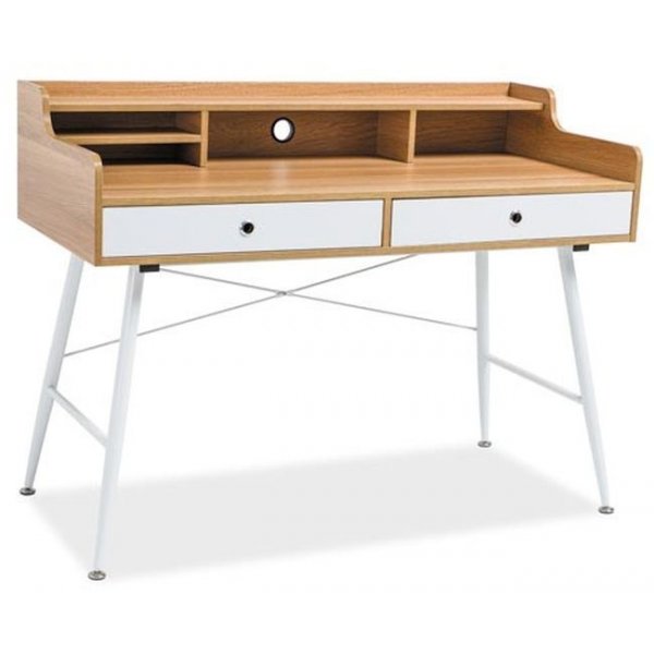 Skrivebord Emery - Hvit/eik