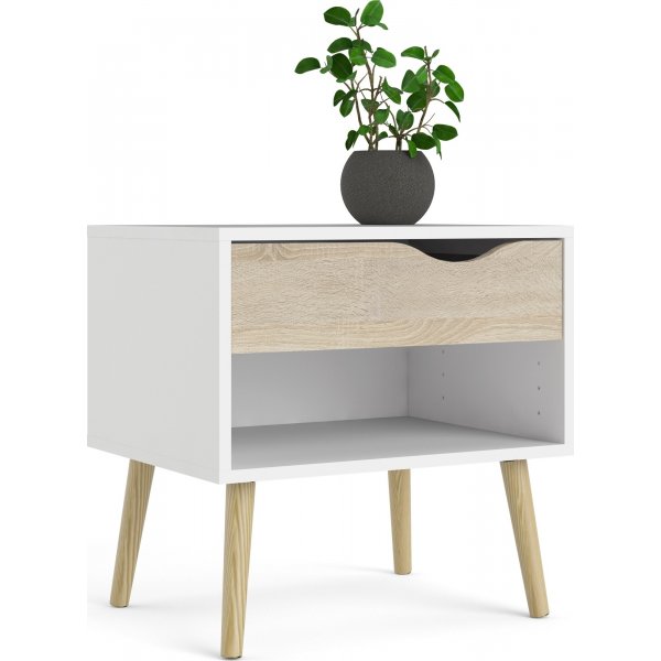 Oslo nattbord - Hvit/eik