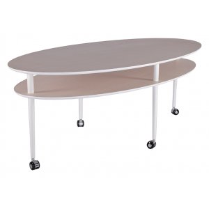 Casper salongbord ellipse 140 x 70 cm - Hvit / lys eik + Møbelføtter Casper salongbord ellipse 140 x 70 cm - Hvit / lys eik + Møbelføtter