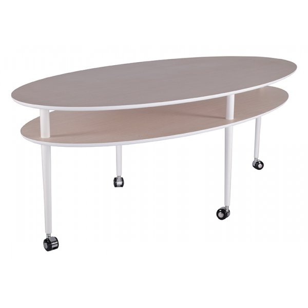 Casper salongbord ellipse 140 x 70 cm - Hvit / lys eik + Mbelftter