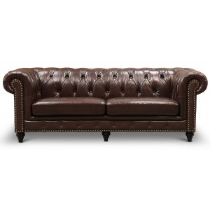 Brackley Chesterfield 3-seters sofa i skinn