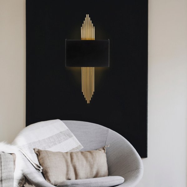 Harmonisk vegglampe - Sort/gull