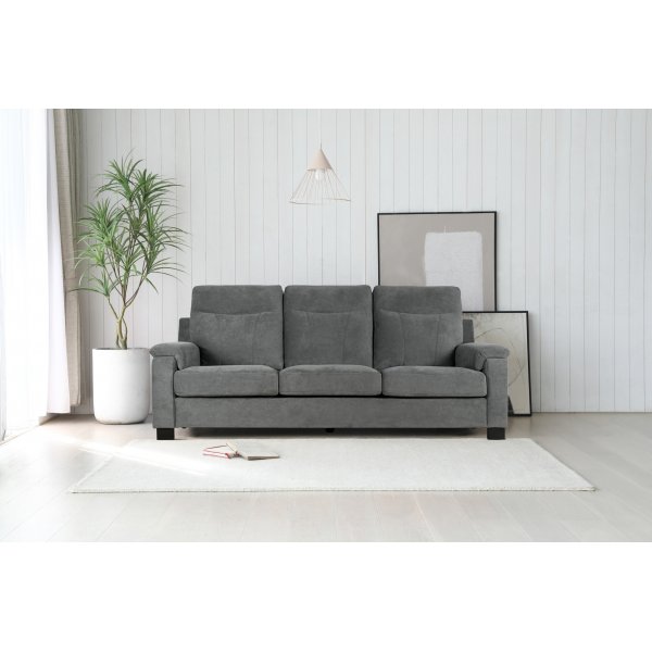 Atlas 3-seter sofa med hy rygg - Gr chenille + Tekstilrens for mbler