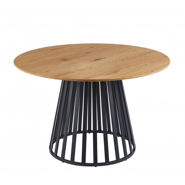 Inez rundt spisebord Ø120 cm eikefiner / Svart metall Inez rundt spisebord Ø120 cm eikefiner / Svart metall
