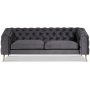 Tiffany 3-seter chesterfield - Antrasittgr (flyel) / Messing