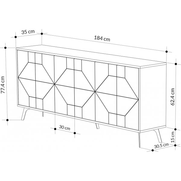 Dune skjenk 184 cm - Hvit Dune skjenk 184 cm - Hvit