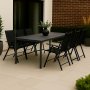Spisegruppe: 6 stoler og spisebord 205 x 90 cm svart/grtt - Las Vegas/Asta