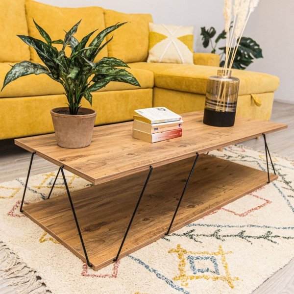 Labranda salongbord - Furu/svart + Mbelftter