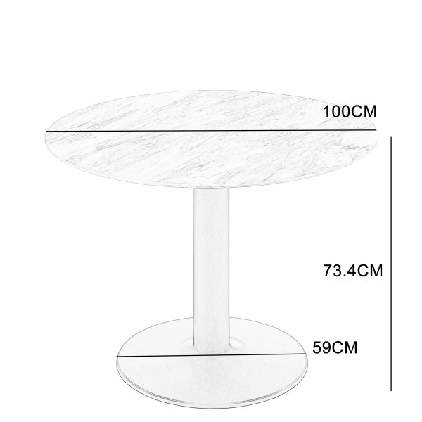 Noah rundt spisebord Ø100 cm - Marmorfoliering Noah rundt spisebord Ø100 cm - Marmorfoliering