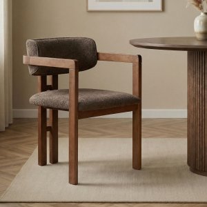 Lenestol Torpin i brun chenille og valn�tt