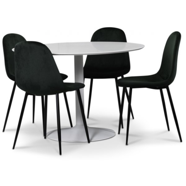 Seat spisegruppe, rundt spisebord med 4 stk Carisma flyelsstoler - Hvit/Grnn