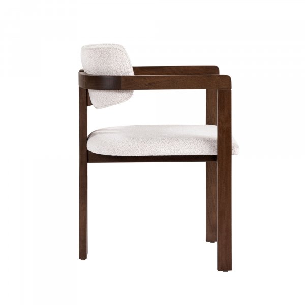 Lenestol Torpin i hvit chenille og mørk valnøtt Lenestol Torpin i hvit chenille og mørk valnøtt