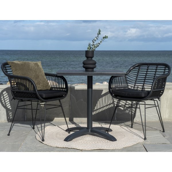 Utebord 70 x 70 cm - Gr/svart