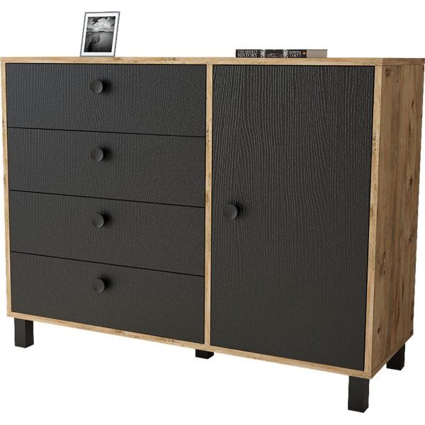 Vilamo kommode 81 - Furu/svart Vilamo kommode 81 - Furu/svart