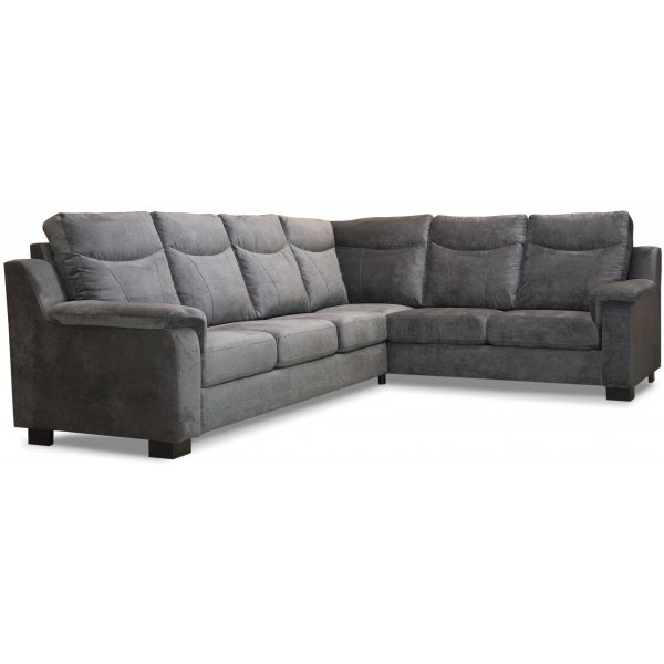 Atlas hjrnesofa med hy rygg (5 personer) - Gr chenille