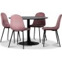 Seat spisegruppe, spisebord med 4 stk Carisma flyelsstoler - Svart/Korall