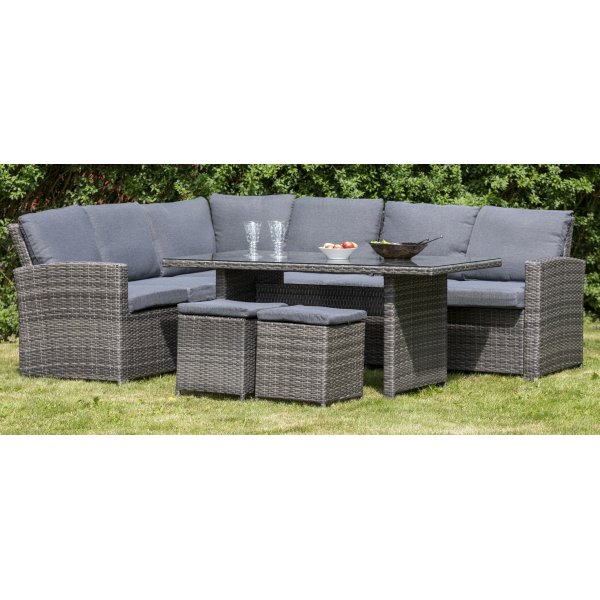 Baskarp utemøbelgruppe hjørnesofa med bord - Mørkegrå kunstrotting Baskarp utemøbelgruppe hjørnesofa med bord - Mørkegrå kunstrotting