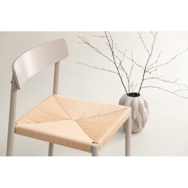 Spisestol med rottingsete - Greige Spisestol med rottingsete - Greige