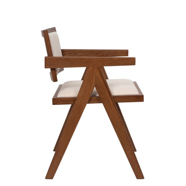 Dana spisebord Ø105 cm i valnøtt med 4 Sara lenestoler i valnøtt og lin Dana spisebord Ø105 cm i valnøtt med 4 Sara lenestoler i valnøtt og lin