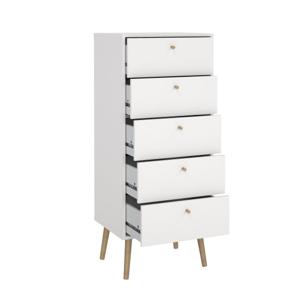 Bodo kommode med 5 skuffer - hvit