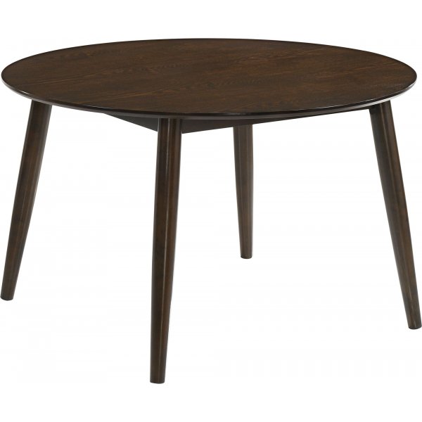 Spisegruppe Florence i valnøtt; rundt spisebord med 4 stoler Spisegruppe Florence i valnøtt; rundt spisebord med 4 stoler