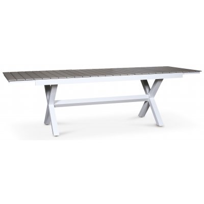 Bologna spisebord 200-240 cm - Hvit / Gr (Aintwood) + Mbelpleiesett for tekstiler
