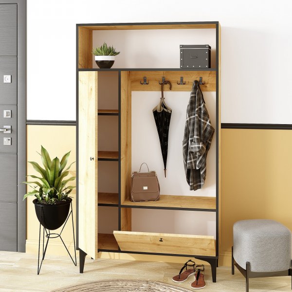 Pera hallmøbler - Safir eik/sort Pera hallmøbler - Safir eik/sort