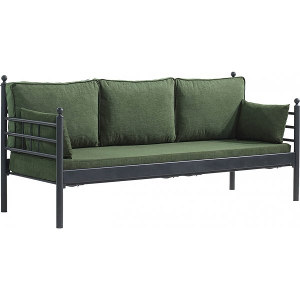 Manyas 3-seters utesofa - Svart/grnn