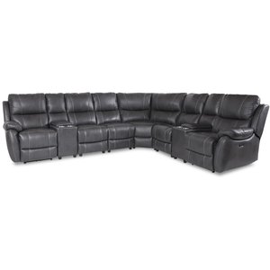 Enjoy recliner-hjrnesofa - 6-seter (el) i grtt kunstskinn (modell V)