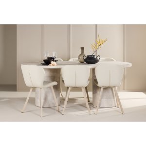 Spisebord Narvik med 6 Lilja stoler - Beige Spisebord Narvik med 6 Lilja stoler - Beige