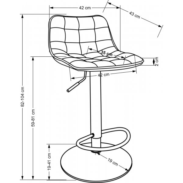 Barkrakk svart fløyel med gullfot - Setehøyde 62-84 cm Barkrakk svart fløyel med gullfot - Setehøyde 62-84 cm