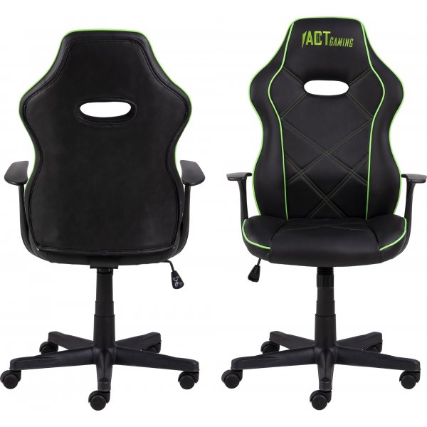 Vayne svart gamingstol med grnne detaljer