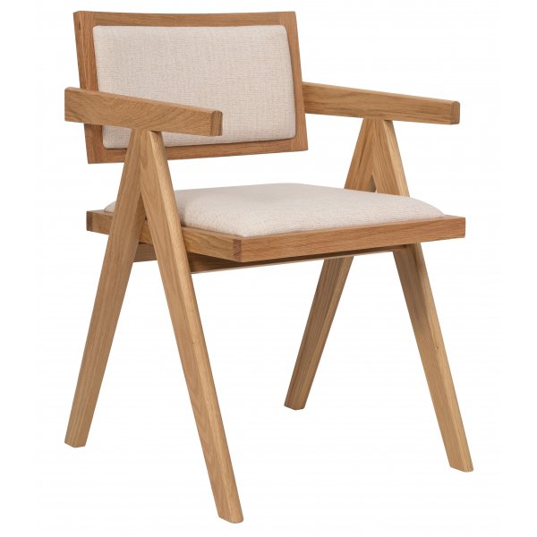 Rio spisebord Ø120 cm i eikefiner med 4 Sara lenestoler i eik og lin Rio spisebord Ø120 cm i eikefiner med 4 Sara lenestoler i eik og lin