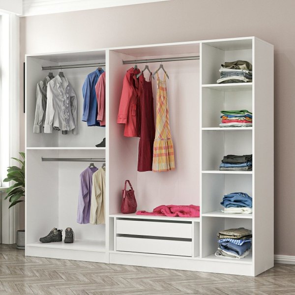 Larett garderobe 225x52x190 cm - Hvit Larett garderobe 225x52x190 cm - Hvit