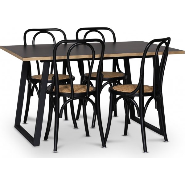 Edge 3.0 spisegruppe 140x90 cm inkludert 4 stk. svarte Samset stoler i byd tre - svart hytrykkslaminat (HPL)
