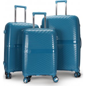 Oslo blå koffert med kodelås sett med 3 kofferter