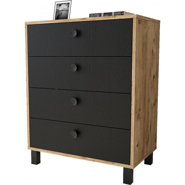 Vilamo kommode 80 - Furu/svart Vilamo kommode 80 - Furu/svart