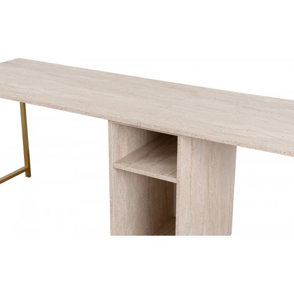 Twin skrivebord - Travertin/gull Twin skrivebord - Travertin/gull