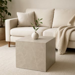 Sofabord kuben 60 x 60 x 60 cm - Beige marmorutseende