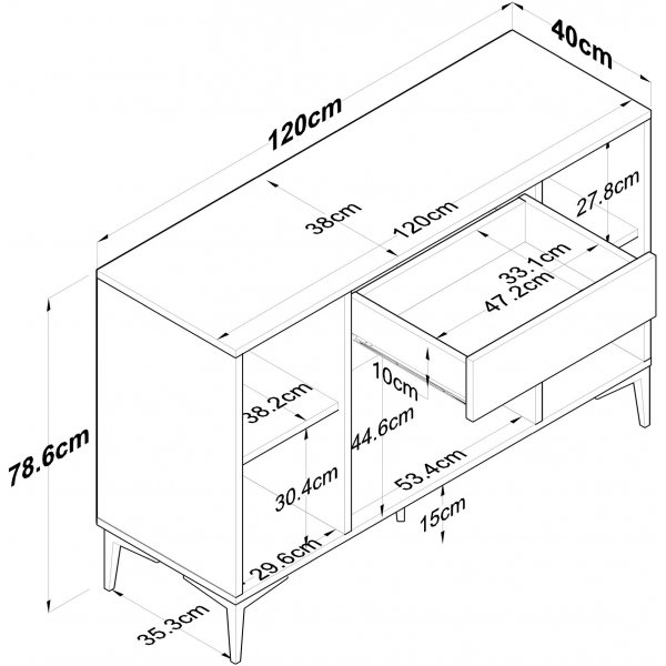 Jericho skjenk 136 - Hvit/valnøtt Jericho skjenk 136 - Hvit/valnøtt