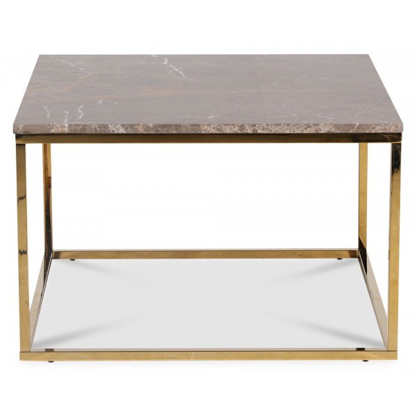 Accent stuebord 75 - Brun marmor / Blank messing