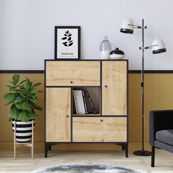 Pera skap - Safir eik/sort