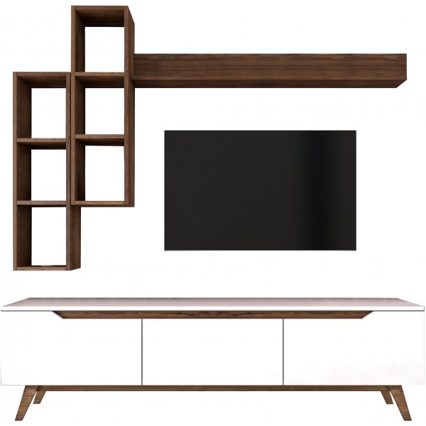 Marlon TV-stativ - Hvit/valnøtt Marlon TV-stativ - Hvit/valnøtt