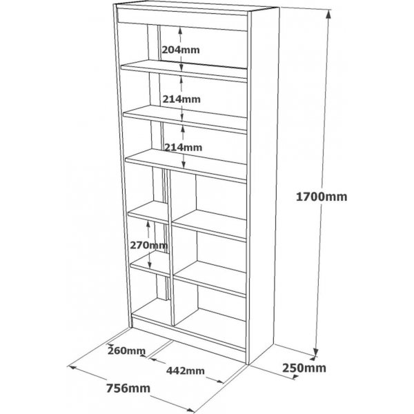 Luvio bokhylle 19 - Eik/hvit
